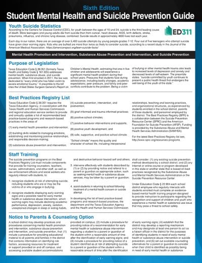 Student Mental Health and Suicide Prevention Guide